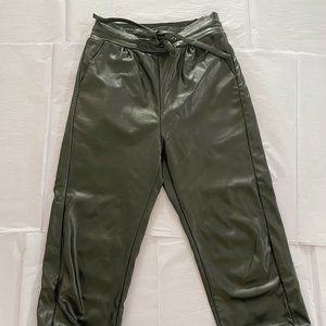 Black Vegan Leather Pants Cropped Relaxed High Waist Gisele By Christina Karin